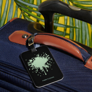 Etiqueta de Bagagem Preta Personalizada em Verde M