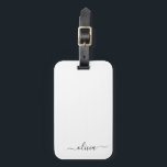 Etiqueta De Bagagem Preto Branco Script Monograma Nome Moderno Garota<br><div class="desc">Almofada de assinatura de script com monograma prateado e branco Adicione seu próprio nome. A etiqueta da mala faz o presente perfeito para aniversário de 16 anos,  casamento,  chá de noiva,  chá de bebê ou despedida de solteira para alguém que ama um estilo elegante e moderno.</div>