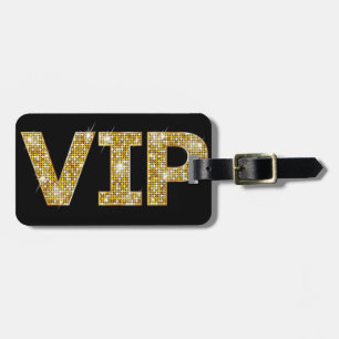 Etiqueta De Bagagem Preto & brilho Dourado VIP