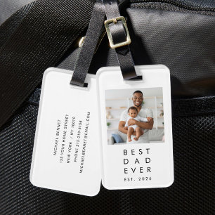 Etiqueta De Bagagem Preto E Branco Foto Personalizada Melhor Pai De To