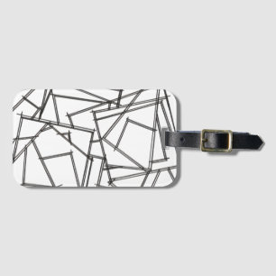Etiqueta De Bagagem Preto E Branco Geométrico-Moderno Minimalista
