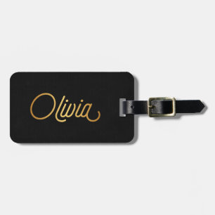 Etiqueta De Bagagem Preto elegante personalizado do ouro de Olivia do