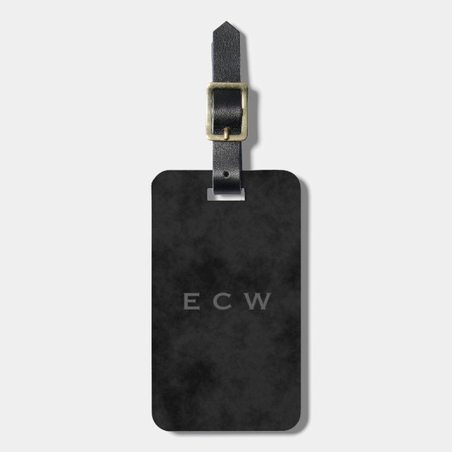 Etiqueta De Bagagem Preto manchado sofisticado falso estampado (Frente Vertical)
