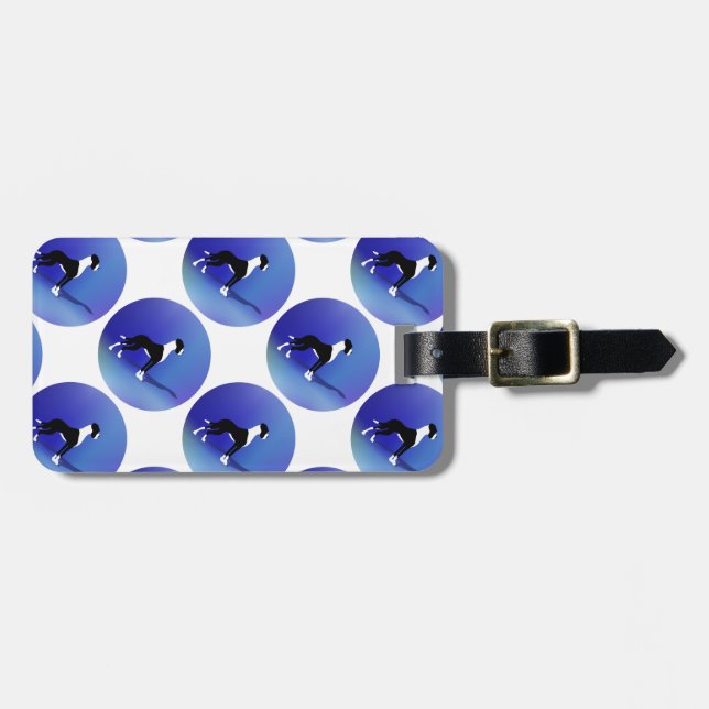 Etiqueta De Bagagem Preto no azul (Frente Horizontal)