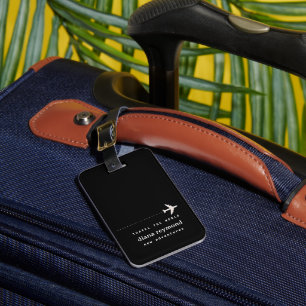 Etiqueta De Bagagem Preto Personalizado Simples