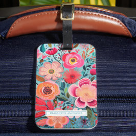Etiqueta De Bagagem Pretty Botanical Girly Floral Pattern