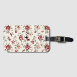 Etiqueta De Bagagem Pretty Chic Red Cream Floral 