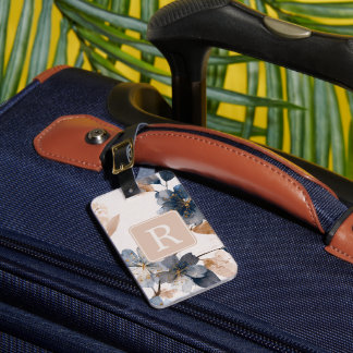 Etiqueta De Bagagem Pretty Flower Monogram Template Personalized