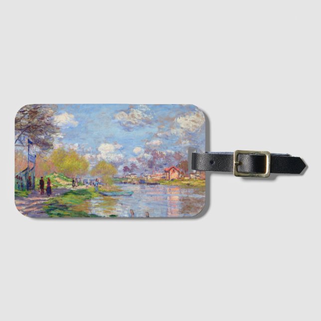 Etiqueta De Bagagem Primavera Claude Monet pelo Sena (Frente Horizontal)