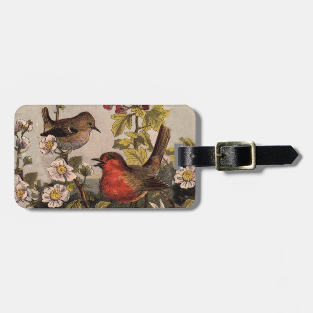 Etiqueta De Bagagem Primavera Robin Birds Red Birds (Frente Horizontal)