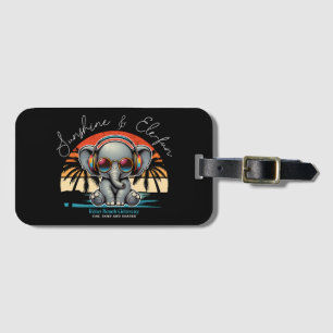 Etiqueta De Bagagem Primavera Sunshine e Ele se diverte Retro Beach.