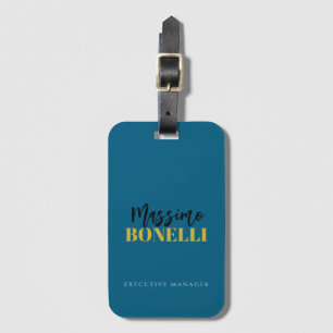 Etiqueta De Bagagem Profissional elegante moderno minimalista azul dou