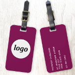 Etiqueta De Bagagem Promocional de logotipo Marca comercial cor-de-ros<br><div class="desc">Design de logotipo simples para sua empresa. Substitua o logotipo e os detalhes por você e altere a cor de fundo na ferramenta design para personalizar. Ideal como um item de promocional para fornecer a clientes,  clientes e funcionários,  e para viagens de negócios e apresentações comerciais.</div>