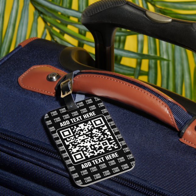 Etiqueta De Bagagem Promotional QR code (editable) plus Logo Pattern (Frente Insitu 1)