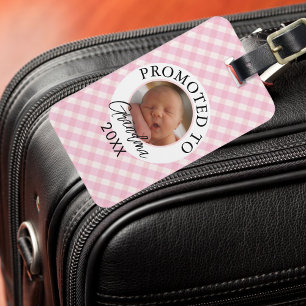 Etiqueta De Bagagem Promovida a Avó Personalizado Ano Bebê Foto Rosa