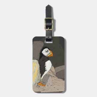 Etiqueta De Bagagem Puffin em Rochas Desenhando Bagagem