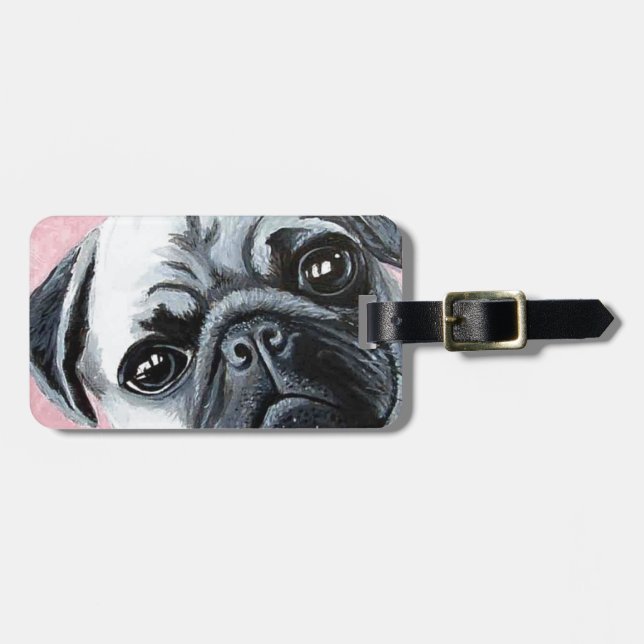 Etiqueta De Bagagem Pug (Frente Horizontal)