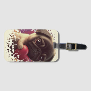 Etiqueta De Bagagem Pug, Animal, Natureza