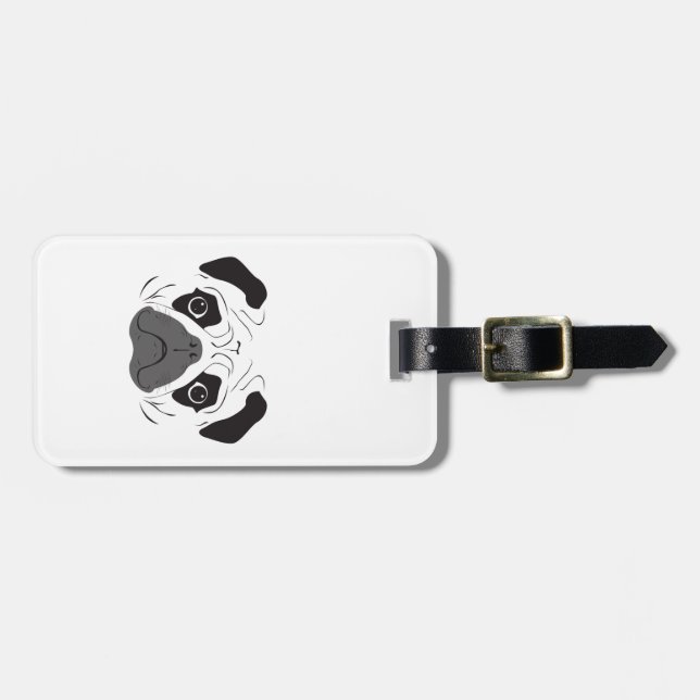 Etiqueta De Bagagem Pug Face Silhout (Frente Horizontal)