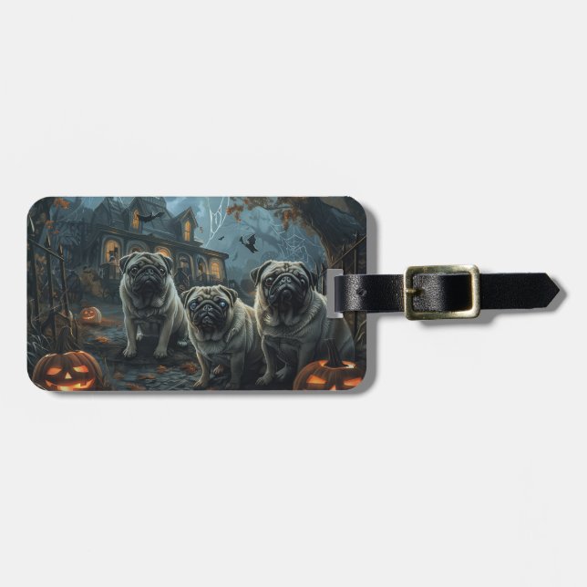Etiqueta De Bagagem Pug Halloween - Doggy Noite Delight (Frente Horizontal)