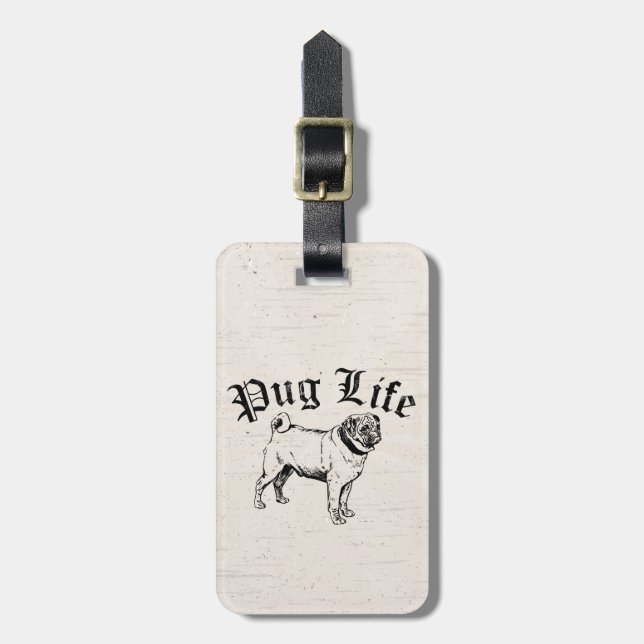 Etiqueta De Bagagem Pug Life Funny Dog Gangster (Frente Vertical)