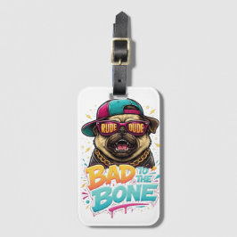Etiqueta De Bagagem Pug Mau até os Ossos — Design de Roupas Urbanas do