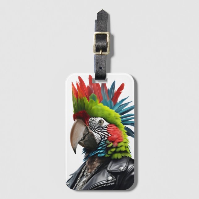 Etiqueta De Bagagem Punk Parrot (Frente Vertical)