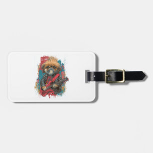 Etiqueta De Bagagem Punk Rock Pekingese � Cão Rebelde