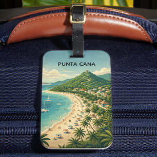 Etiqueta De Bagagem Punta Cana Antiga República Dominicana Tropical