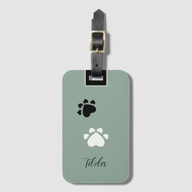 Etiqueta De Bagagem Puppy Heart Paws Monogramadas (Frente Vertical)