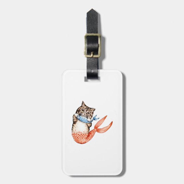 Etiqueta De Bagagem Purmaid Cat Mermaid (Frente Vertical)