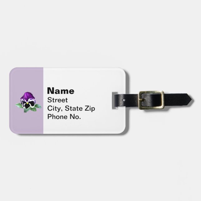 Etiqueta De Bagagem Purple e White Pansy (Frente Horizontal)