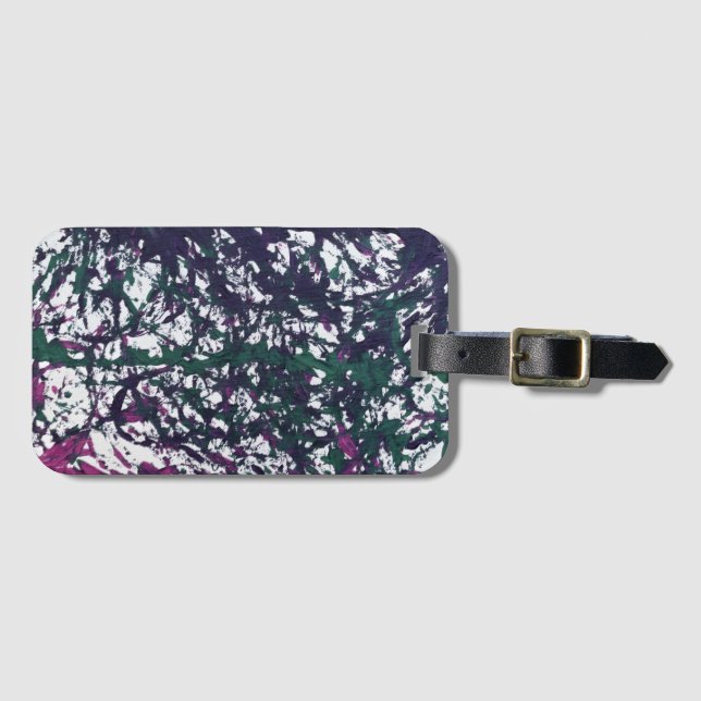 Etiqueta De Bagagem Purple, Green, Pink, Marble Artwork (Frente Horizontal)
