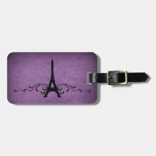 Etiqueta De Bagagem Purple Vintage French Flourish