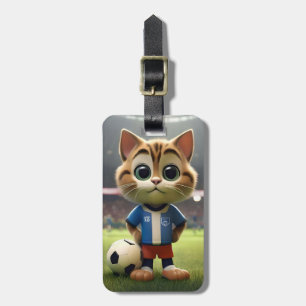 Etiqueta De Bagagem "Purr-fect Striker: O Gato De Futebol 3D"
