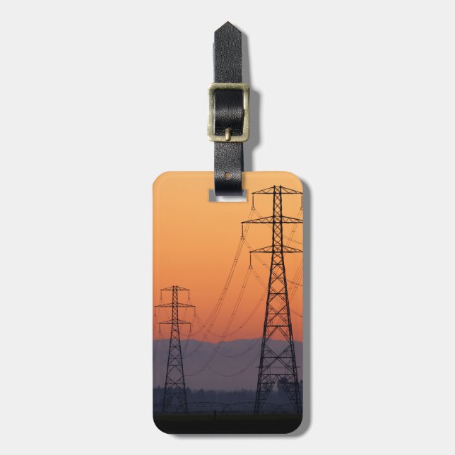 Etiqueta De Bagagem Pylons de potência no Sunset (Frente Vertical)