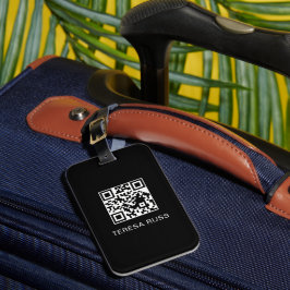 Etiqueta De Bagagem QR Code Black Modern Stylish Virtual Contact Tag