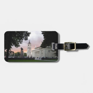 Etiqueta De Bagagem Quadrado da catedral em Vilnius, LITHUANIA ---