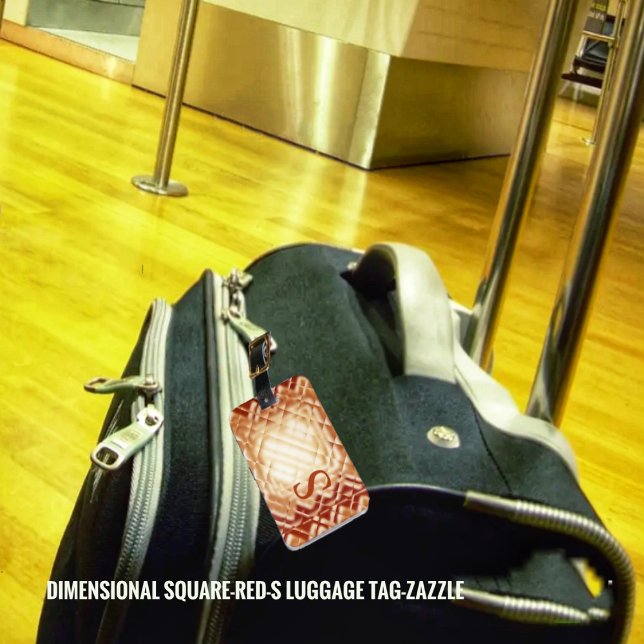 Etiqueta De Bagagem Quadrado Dimensional-Vermelho-S (Criador carregado)