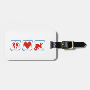 Etiqueta De Bagagem Quadrados das doninhas do amor da paz