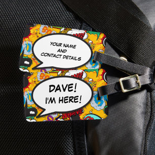 Etiqueta De Bagagem Quadrinho Estou Aqui Engraçado Legal Personalizado