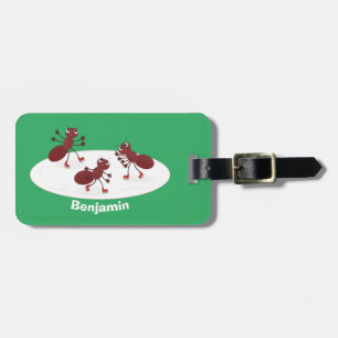 Etiqueta De Bagagem Quadrinhos de gelo de formigas vermelhas felizes