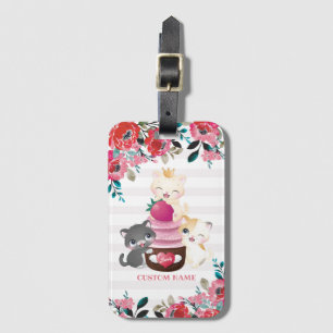 Etiqueta De Bagagem Quadrinhos Quimsos De Cartoon Floral Gatos De Cupc