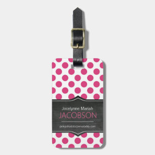 Etiqueta De Bagagem Quadro cor-de-rosa feminino de Polkadots