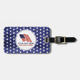 Etiqueta De Bagagem Quarto patriótico do costume americano da bandeir