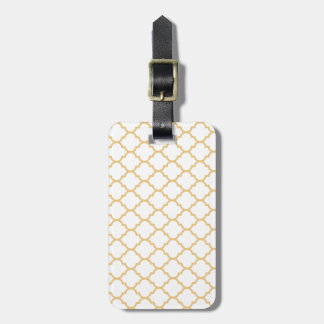 Etiqueta De Bagagem Quatrefoil Ouro-Amarelo e branco
