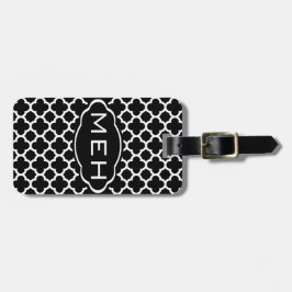 Etiqueta De Bagagem Quatrefoil Preto Um Monograma