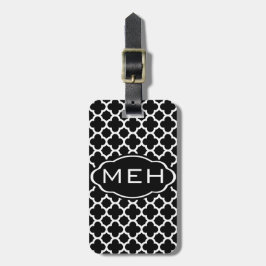 Etiqueta De Bagagem Quatrefoil Preto Um Monograma