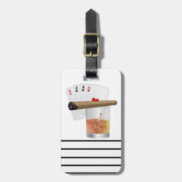 Etiqueta De Bagagem Quatro Aces, Uma Bebida e Um Cigarro