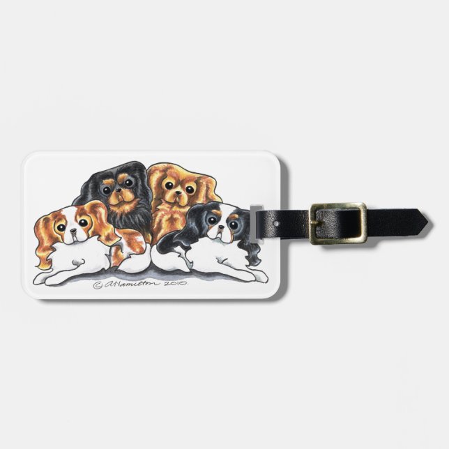 Etiqueta De Bagagem Quatro Cavalier King Charles Spaniels (Frente Horizontal)
